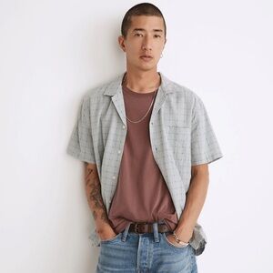 Madewell Men’s Easy Short-Sleeve Camp Shirt in Stitch Dobby Size M